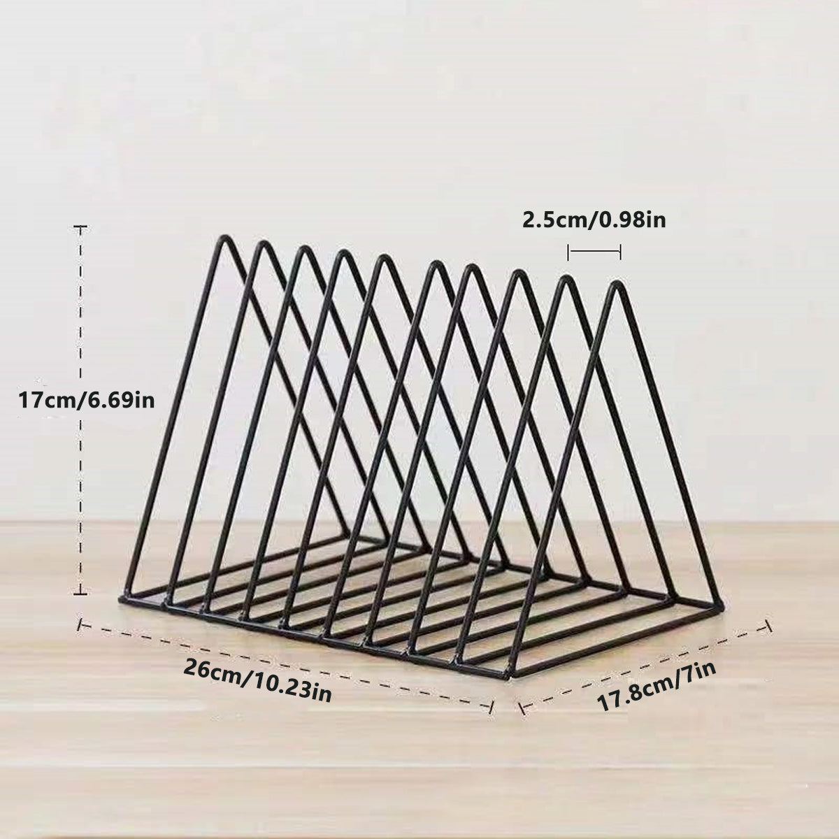 Iron Art Triangular Book Stand Desktop Bookshelf Organizer