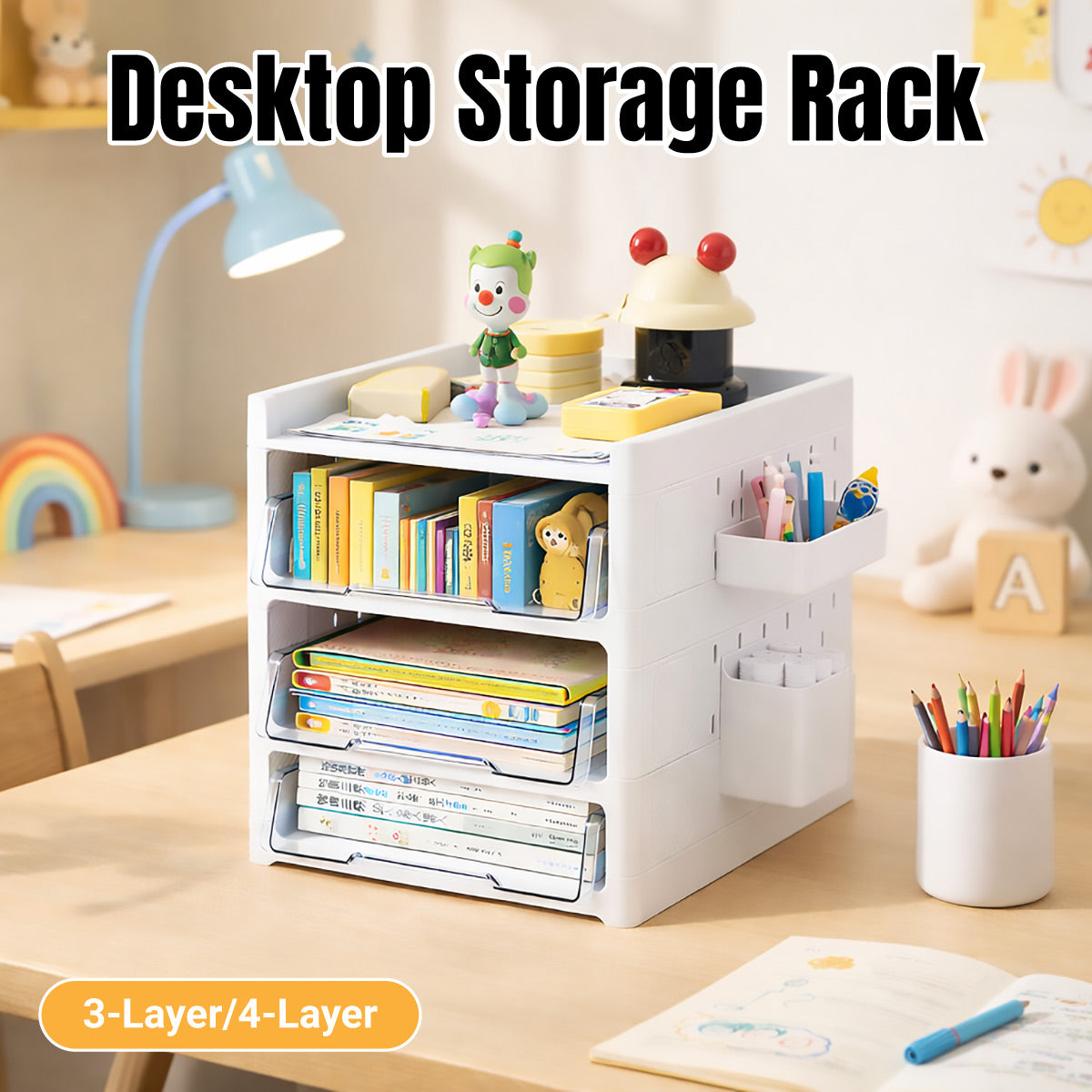 Desktop Pegboard Organiser Transparent Drawers