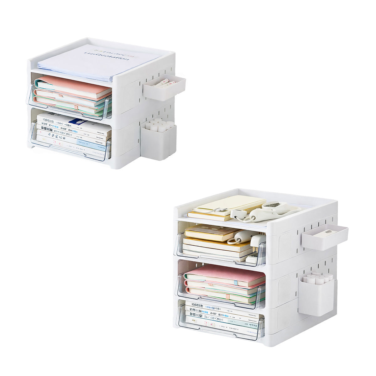 Desktop Pegboard Organiser Transparent Drawers