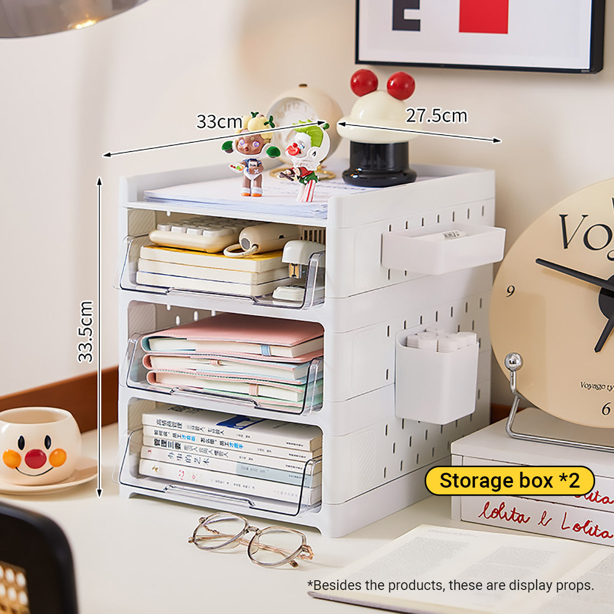 Desktop Pegboard Organiser Transparent Drawers