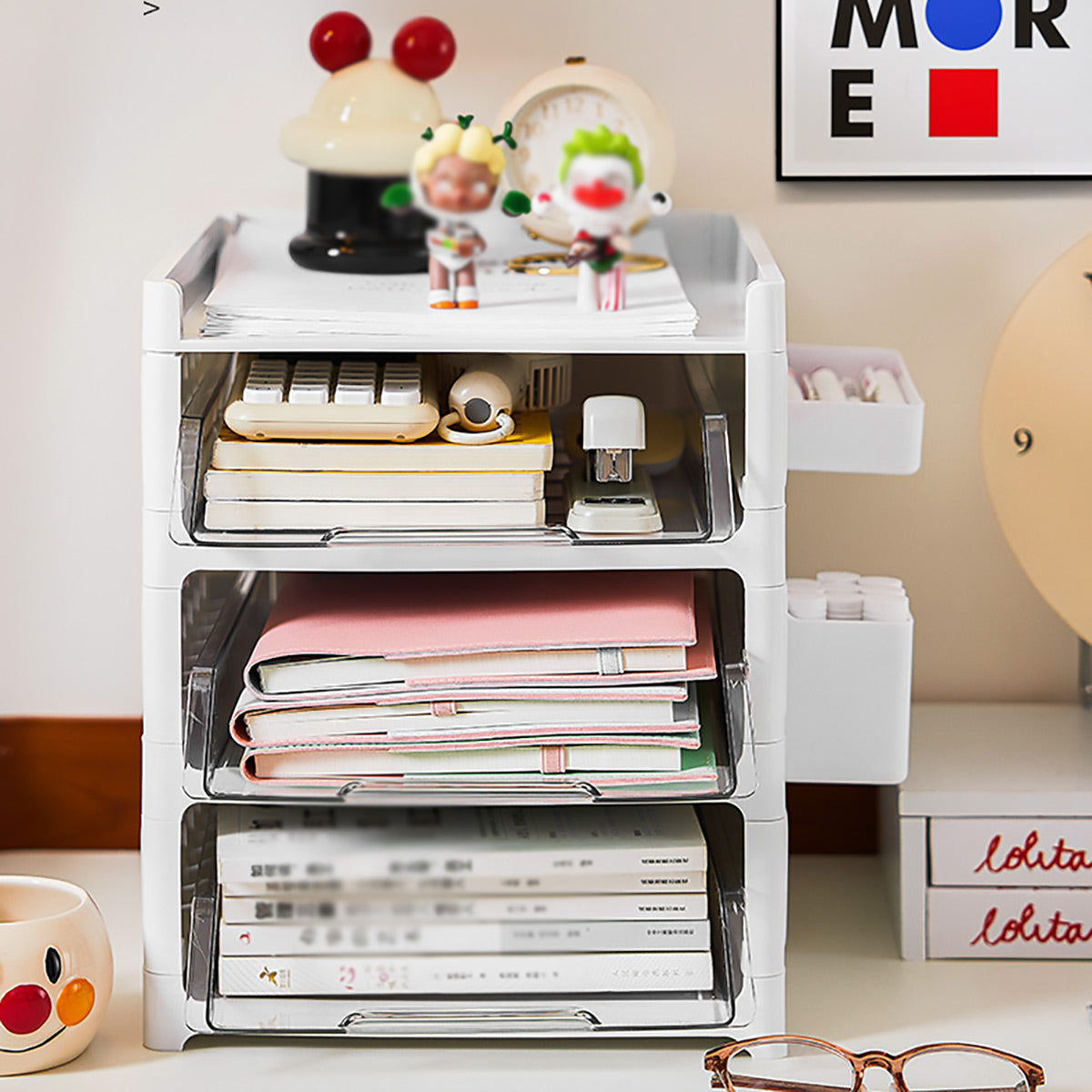 Desktop Pegboard Organiser Transparent Drawers