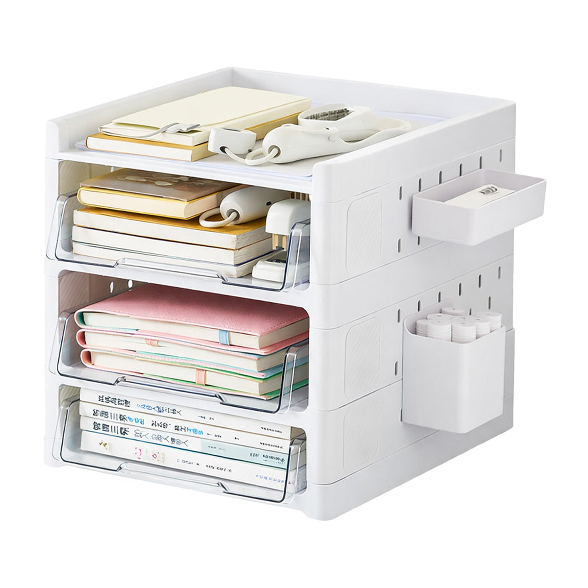 Desktop Pegboard Organiser Transparent Drawers