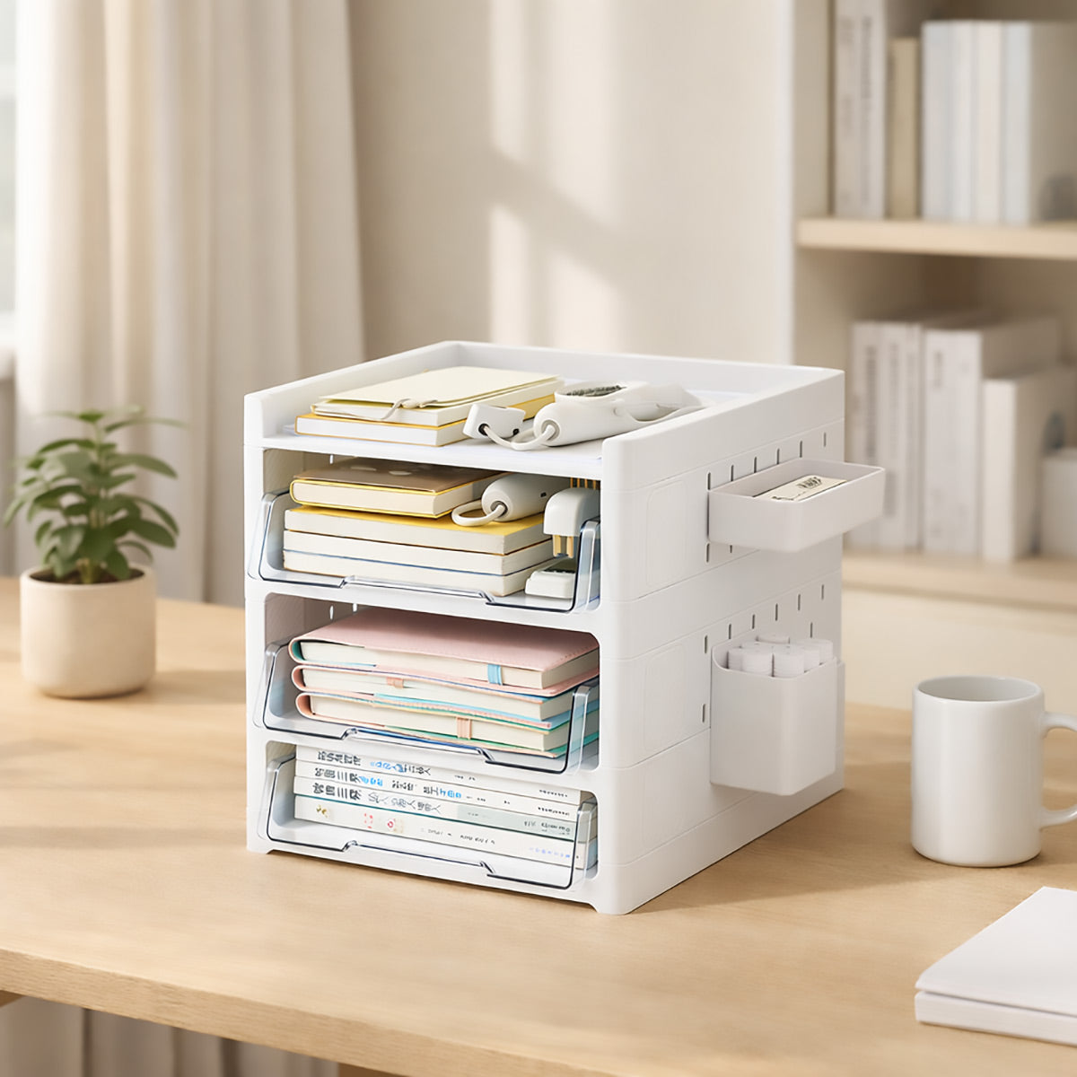 Desktop Pegboard Organiser Transparent Drawers