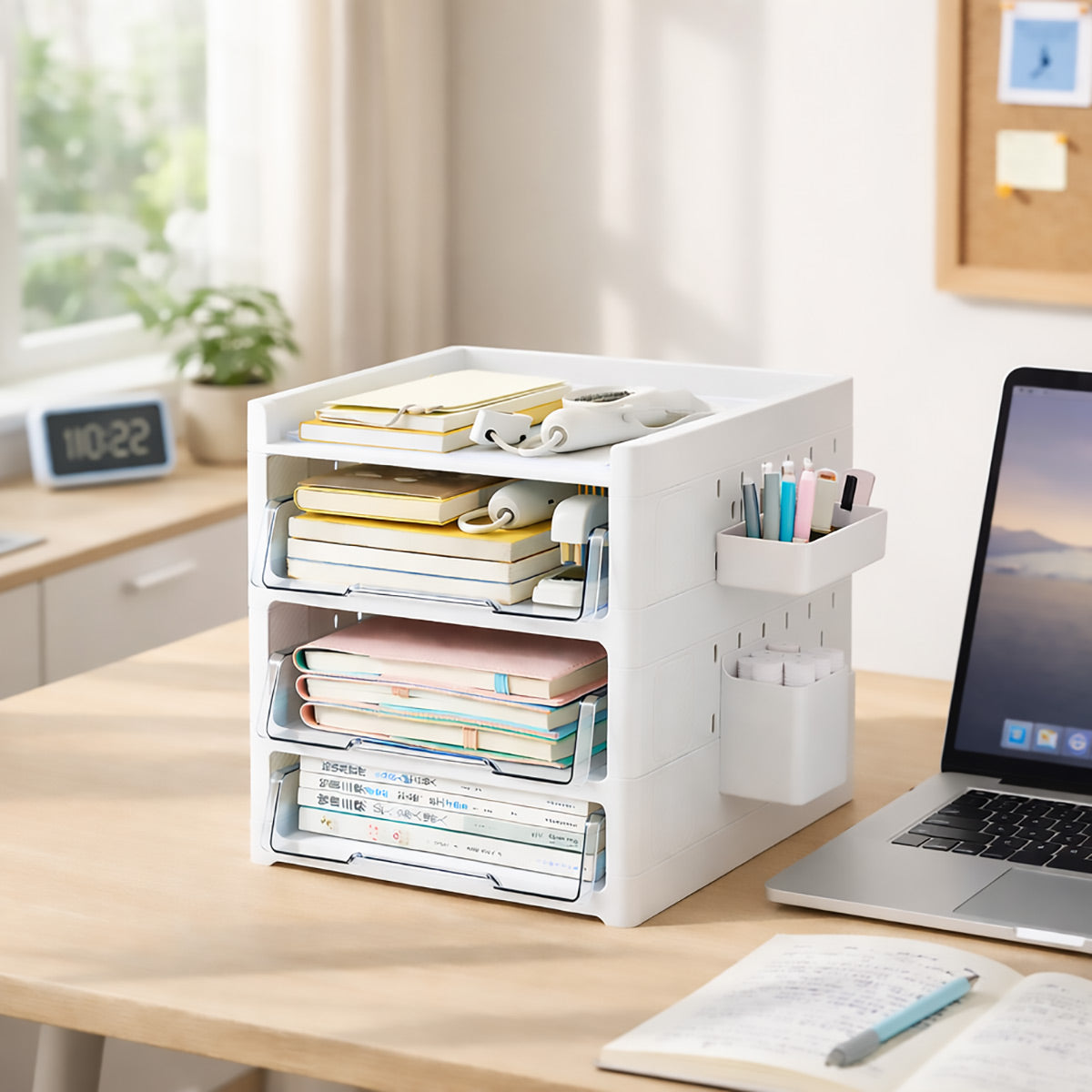 Desktop Pegboard Organiser Transparent Drawers