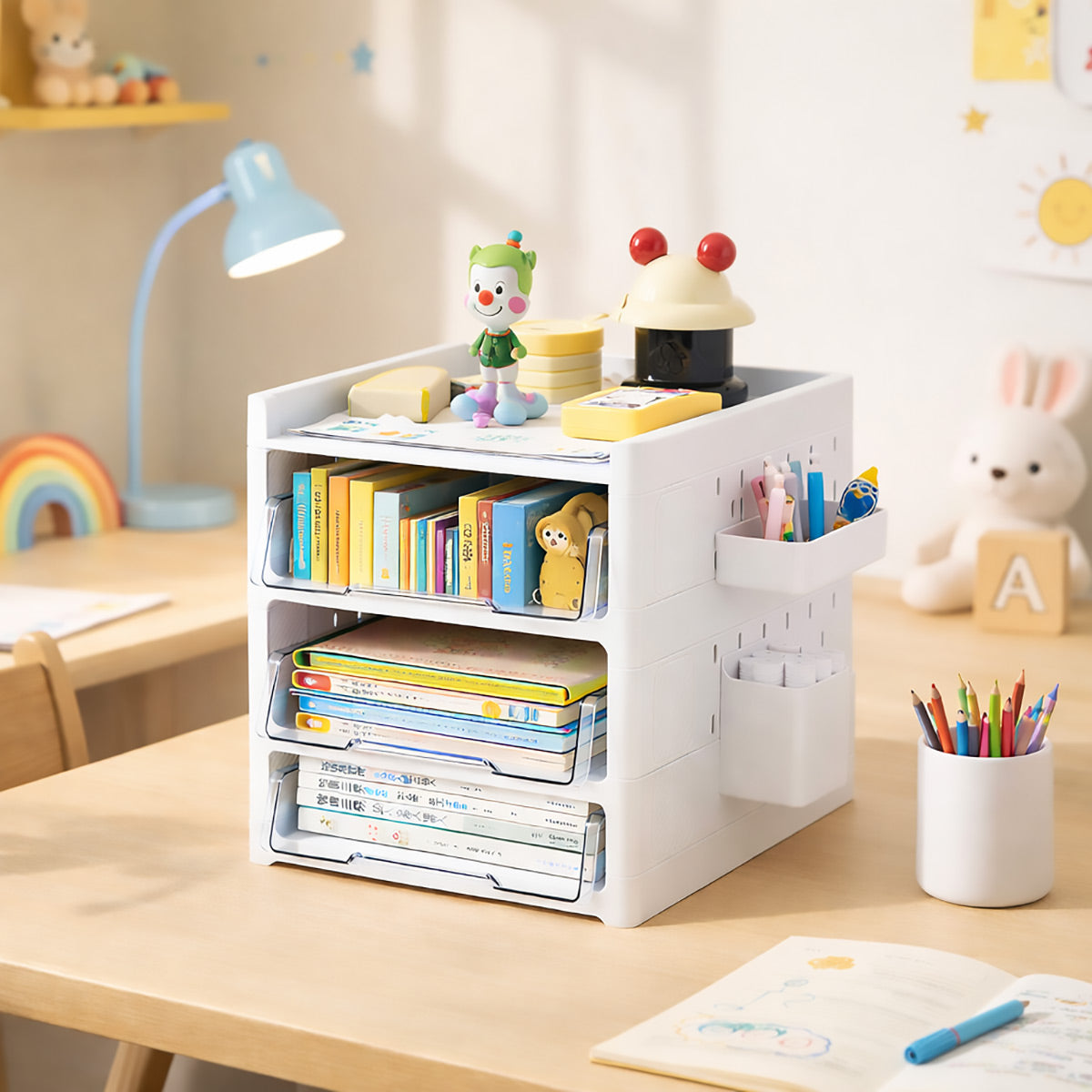 Desktop Pegboard Organiser Transparent Drawers