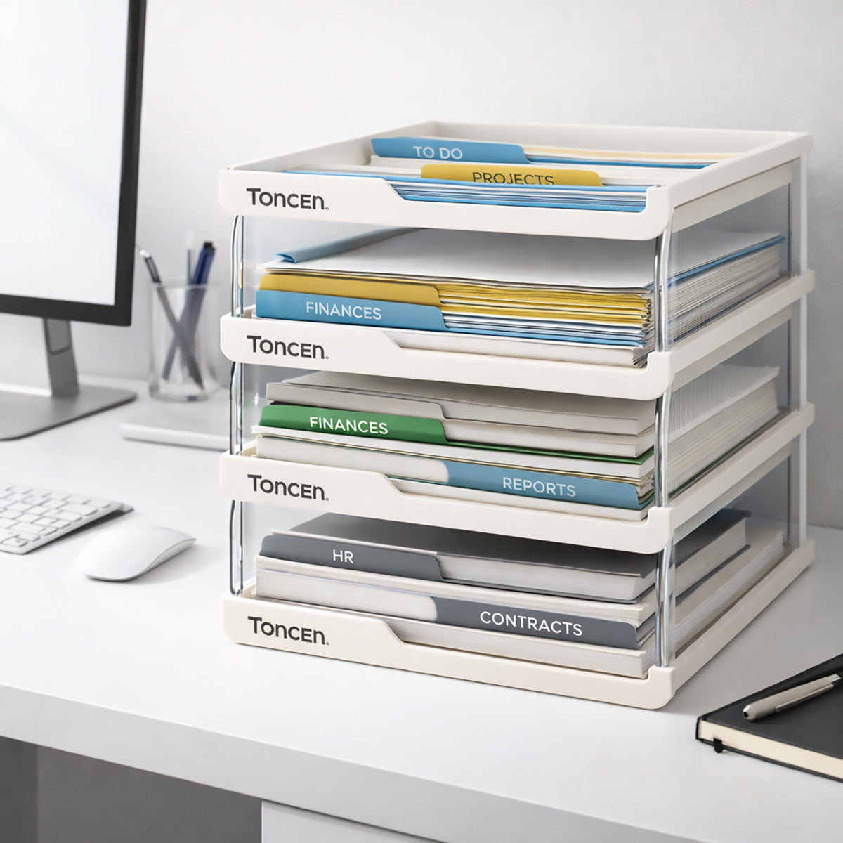 Stackable Desktop File Tray Organiser for A4 Documents