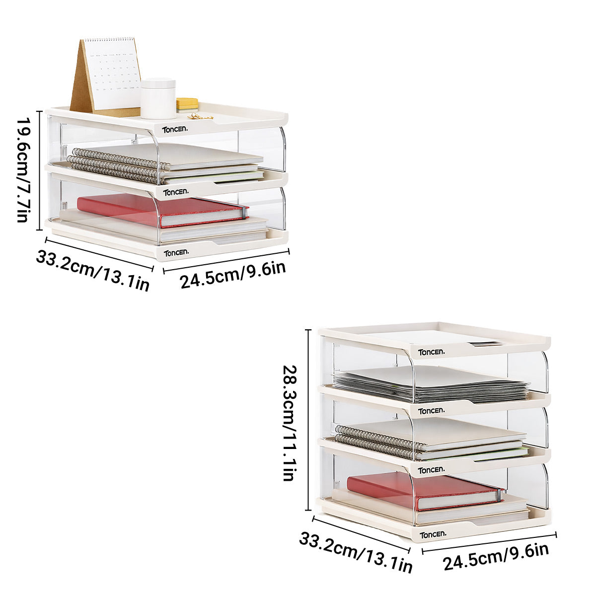Stackable Desktop File Tray Organiser for A4 Documents