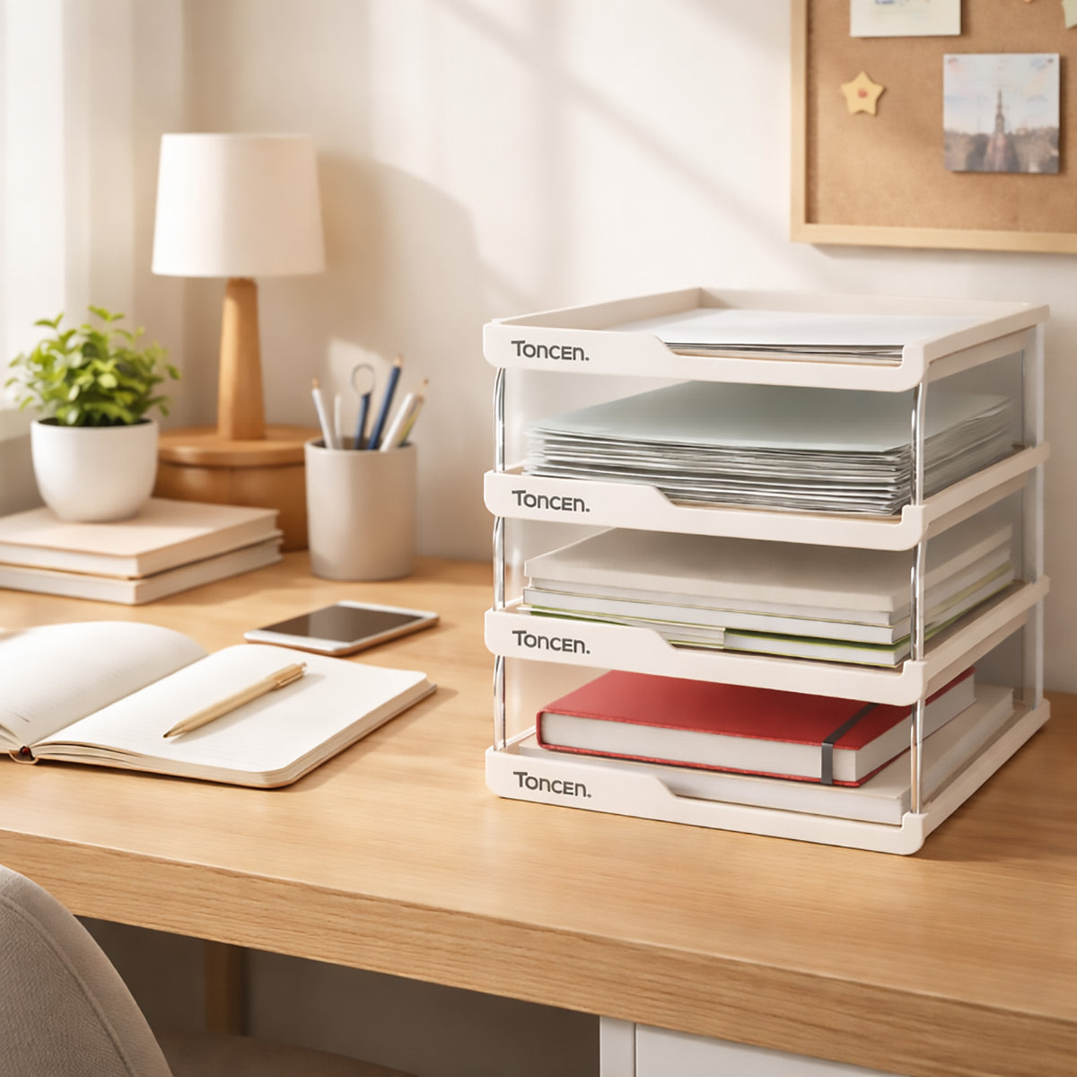 Stackable Desktop File Tray Organiser for A4 Documents