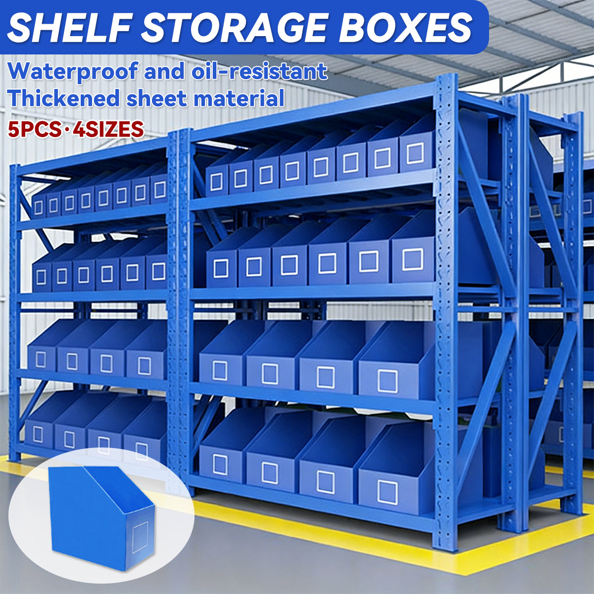 5pcs Stackable Shelf Storage Boxes with Label
