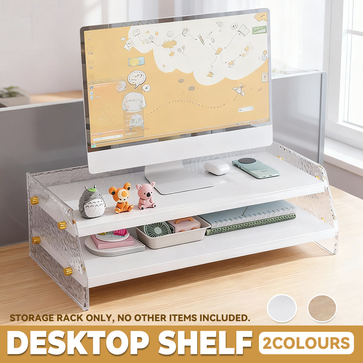 Acrylic Double-Layer Desktop Organiser for Monitor