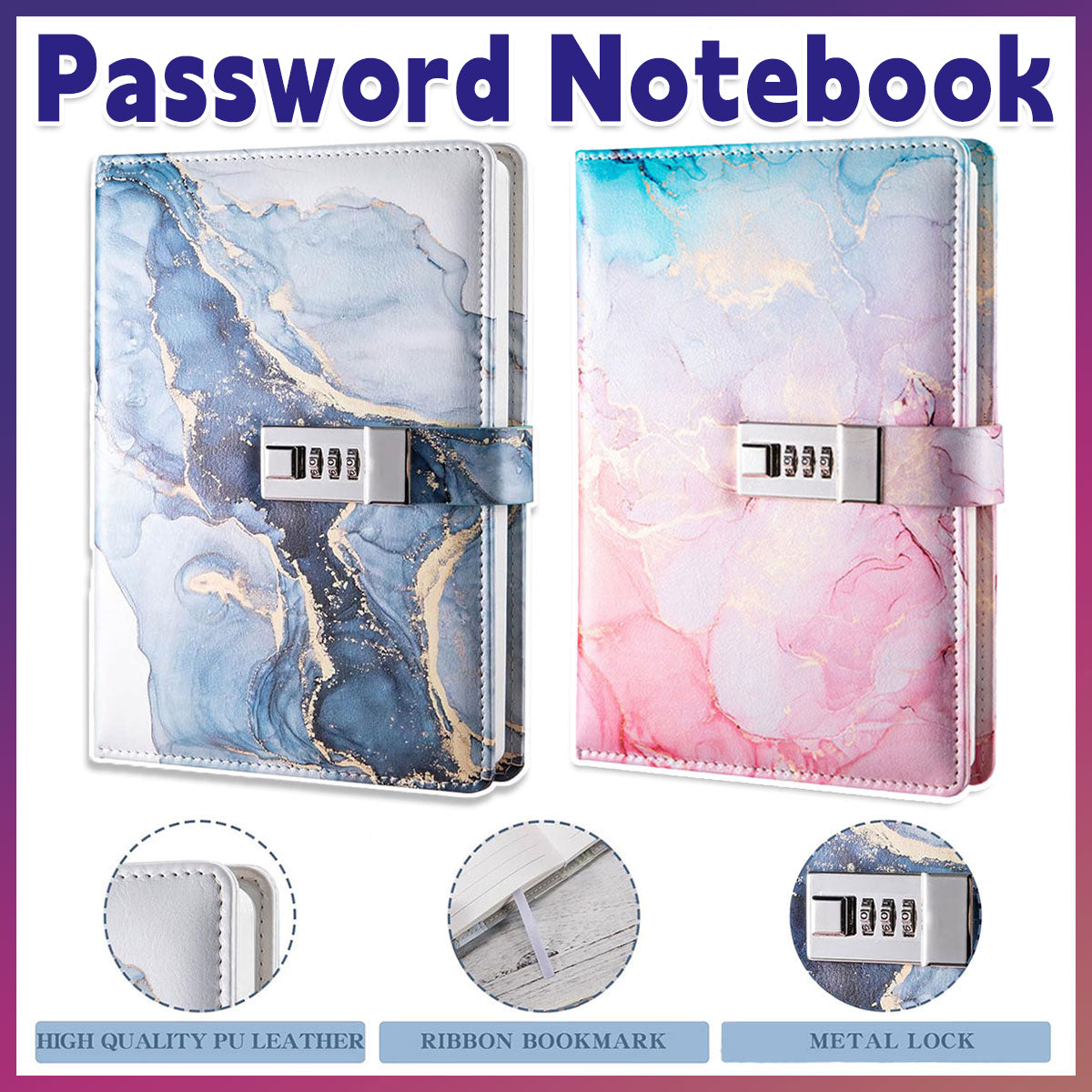Lockable Password Notebook PU Cover for Planning