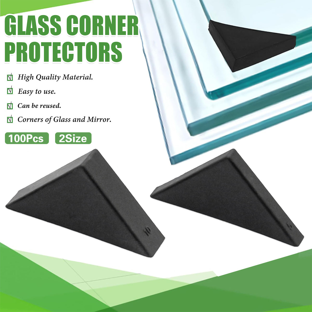 100pcs Triangle Corner Protectors for Glass Edges