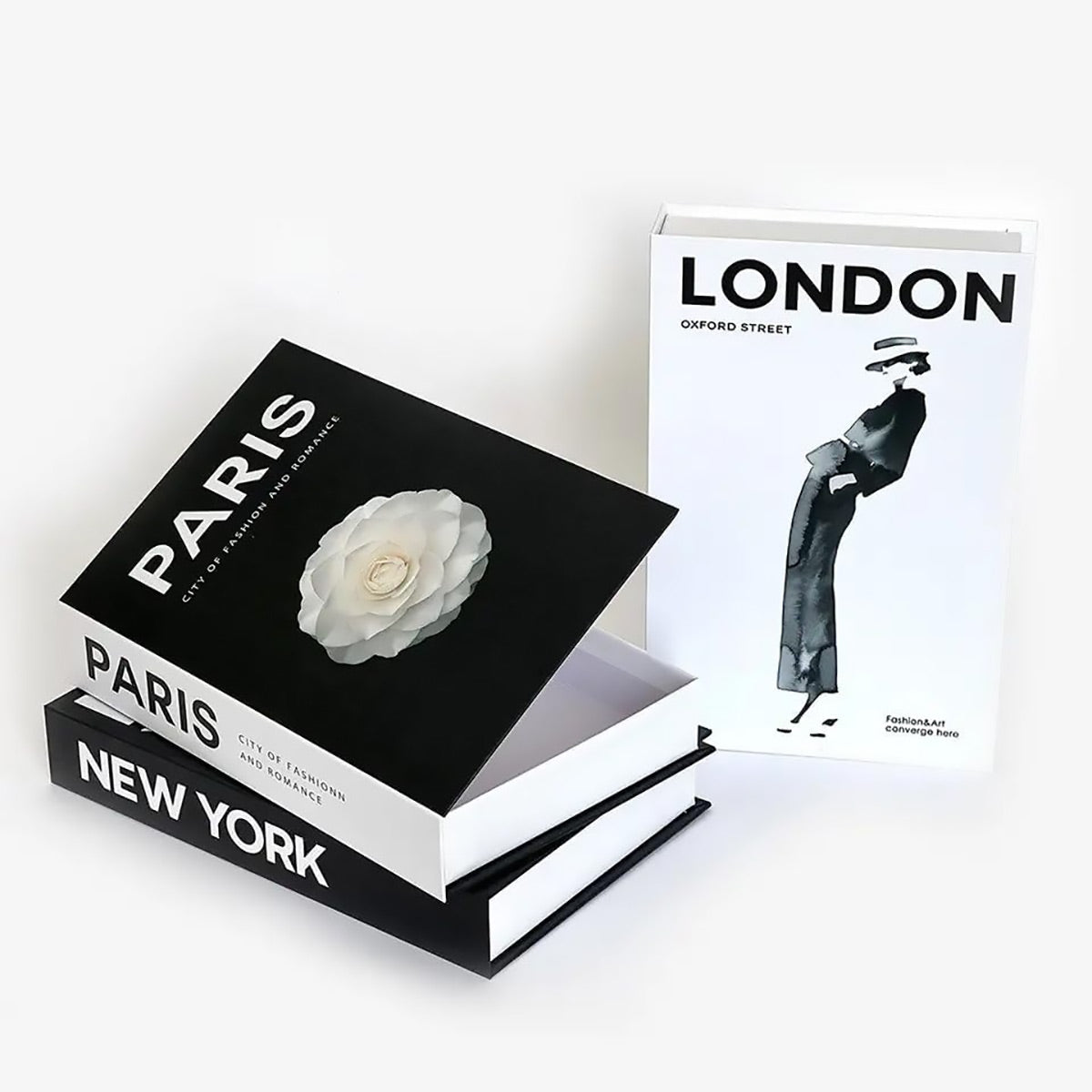 3 Pcs Foldable Fake Books Set with City Theme