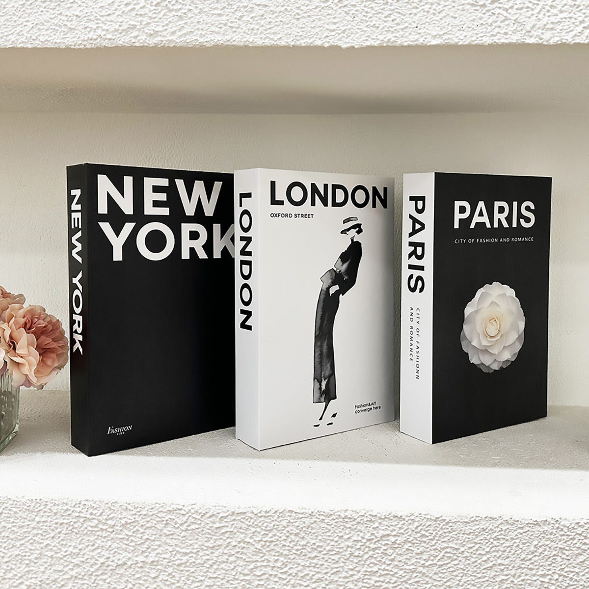3 Pcs Foldable Fake Books Set with City Theme