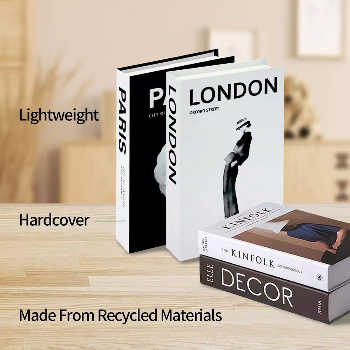 3 Pcs Foldable Fake Books Set with City Theme