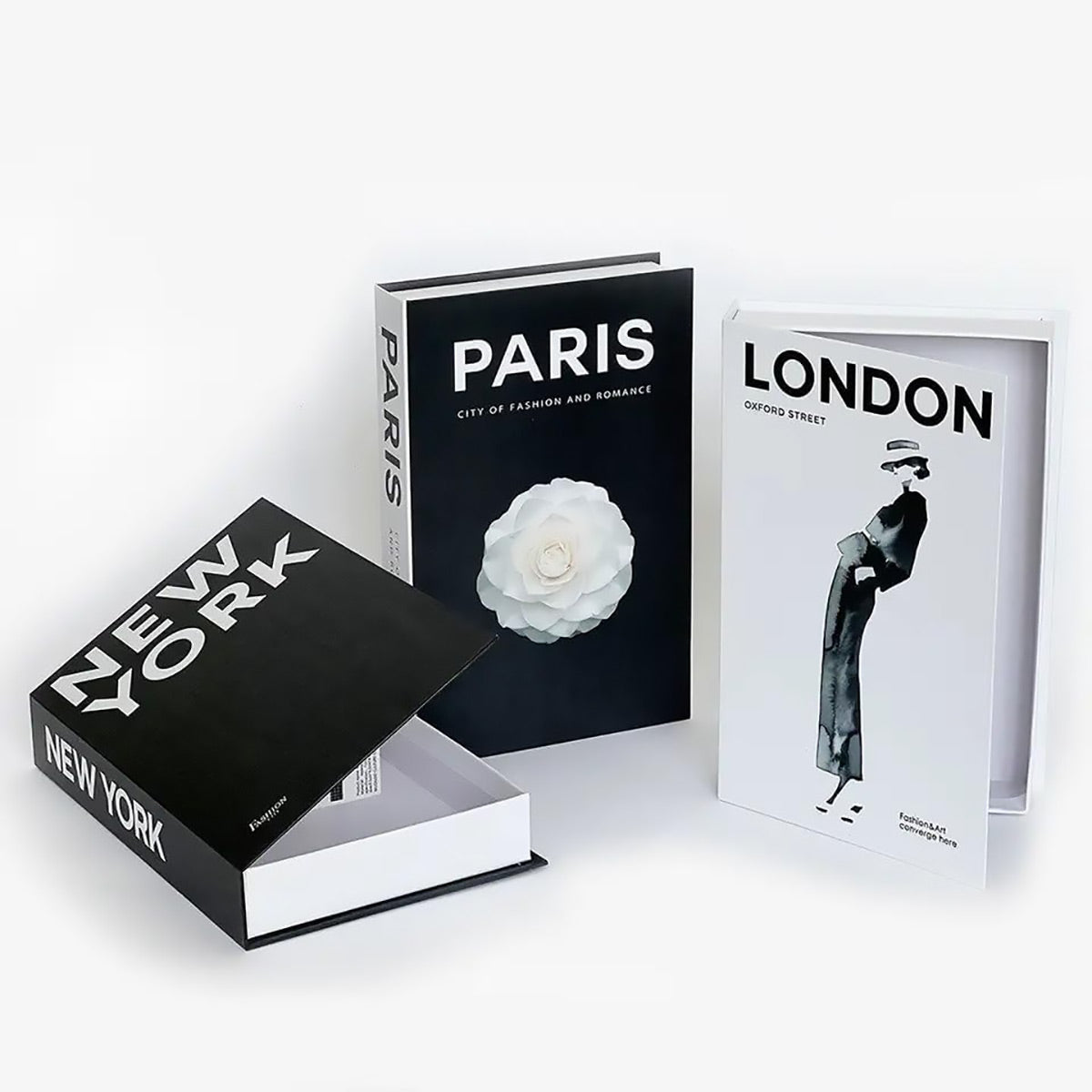 3 Pcs Foldable Fake Books Set with City Theme