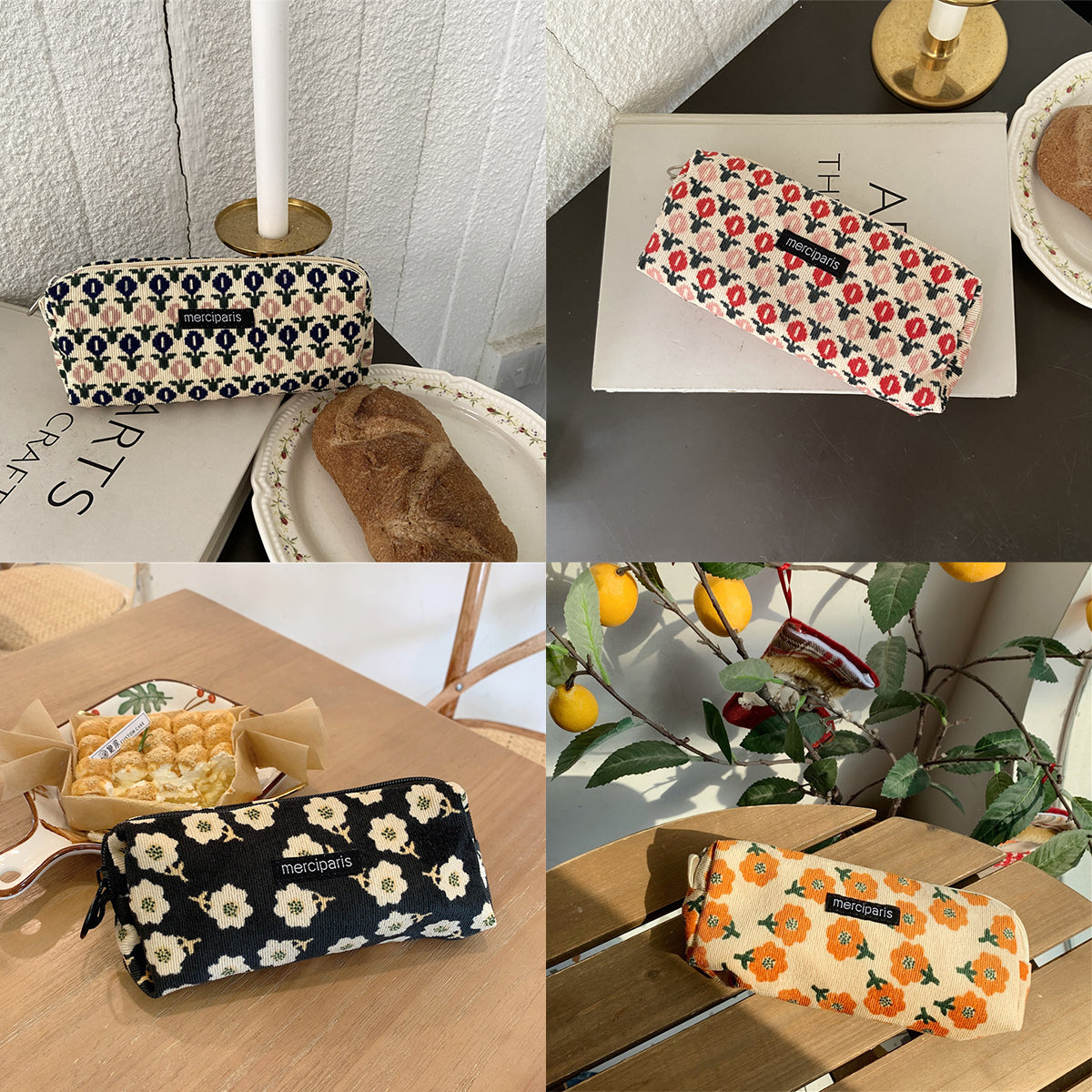 Pencil Case Organiser Bag Large Capacity Corduroy Zipper