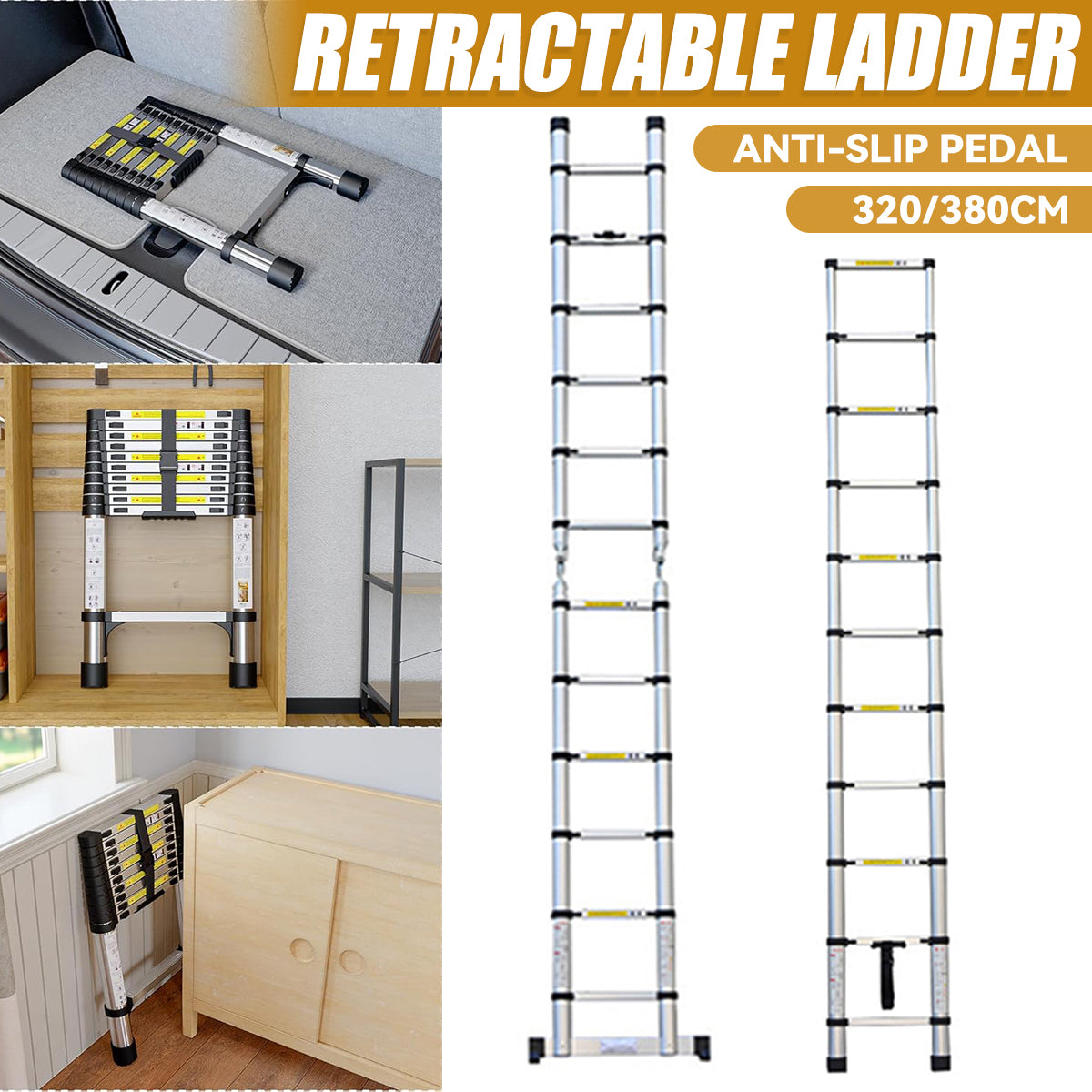 Retractable Aluminium Alloy Ladder 320 / 380 cm