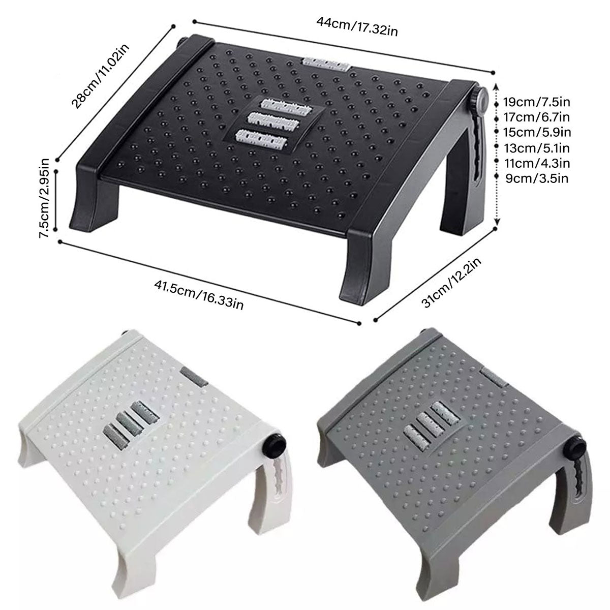 Office Foot Rest Stool Adjustable Pedal with Massage Support