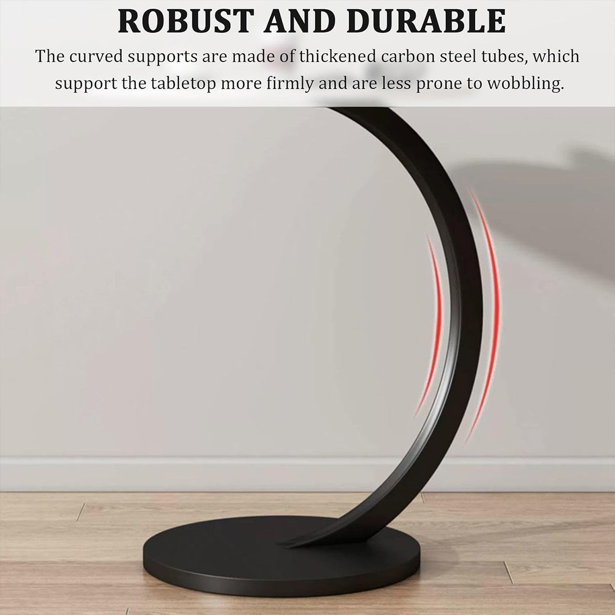 C-Shaped Side Table with Metal Frame for Sofa