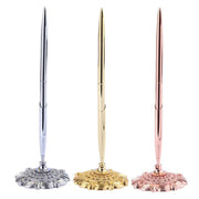 6 Pcs Ballpoint Pen Set with Plum Blossom Base Metal