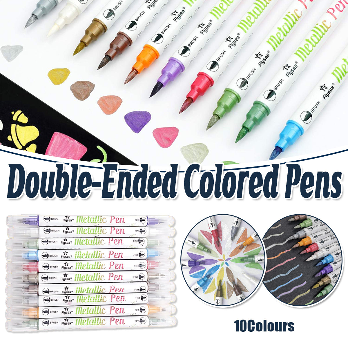 10 Colours Double Head Shimmer Metallic Marker Pens for Photo Album