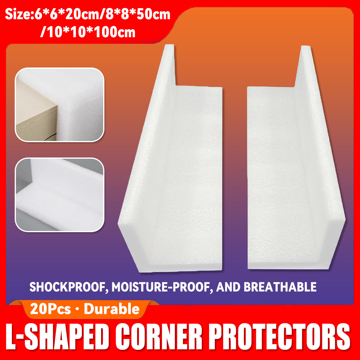 20pcs L-Shape EPE Foam Corner Protectors
