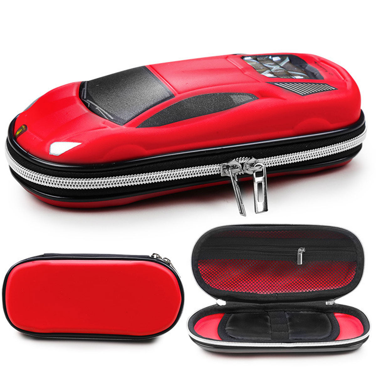 Sports Car Shaped Pencil Case Three Layer EVA Double Zippers