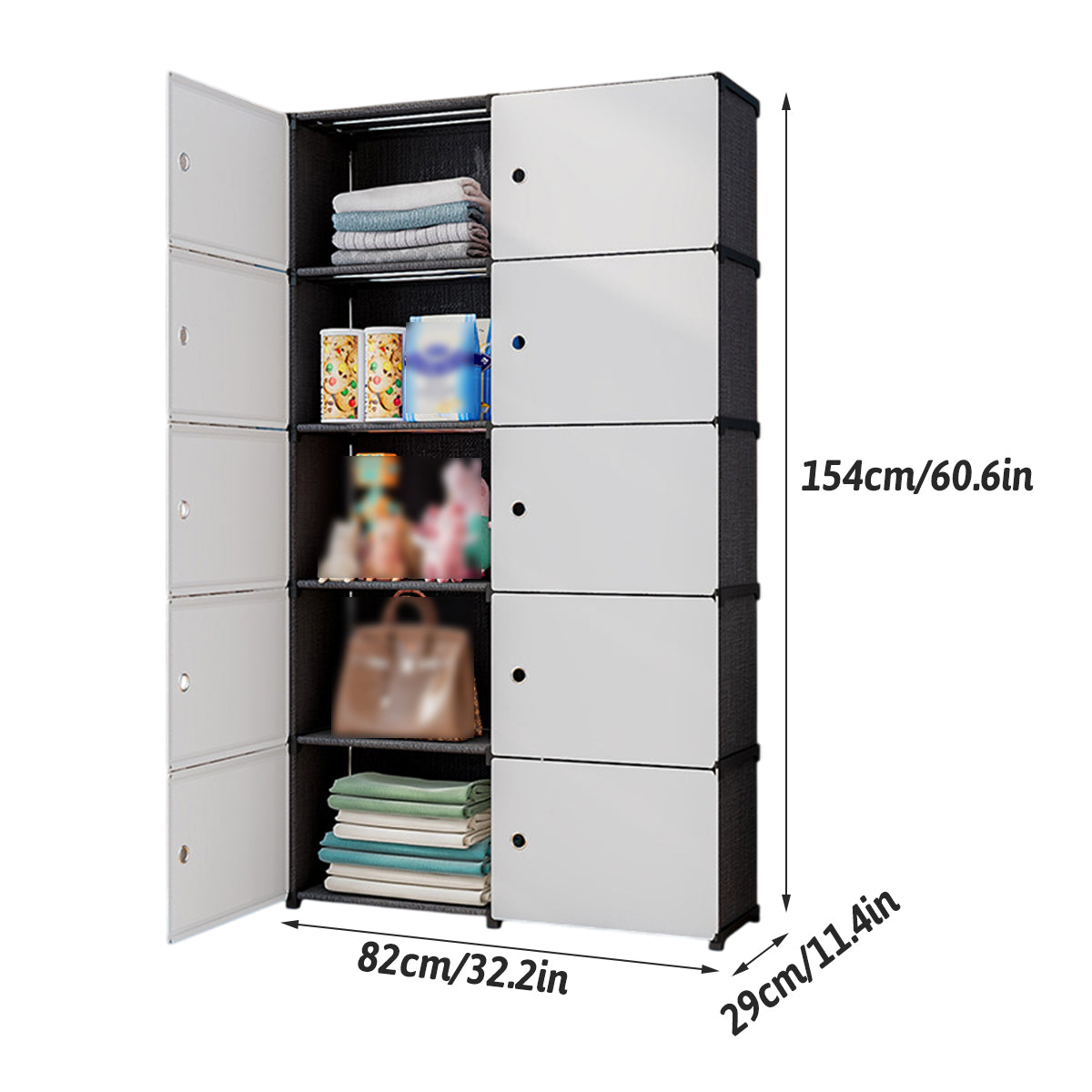 Floor Standing Office Storage Cabinet with Magnetic Doors White