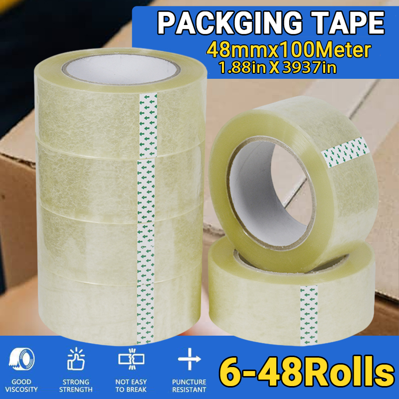 6–48 Rolls Clear Packing Tape 48mm x 100m Strong Hold