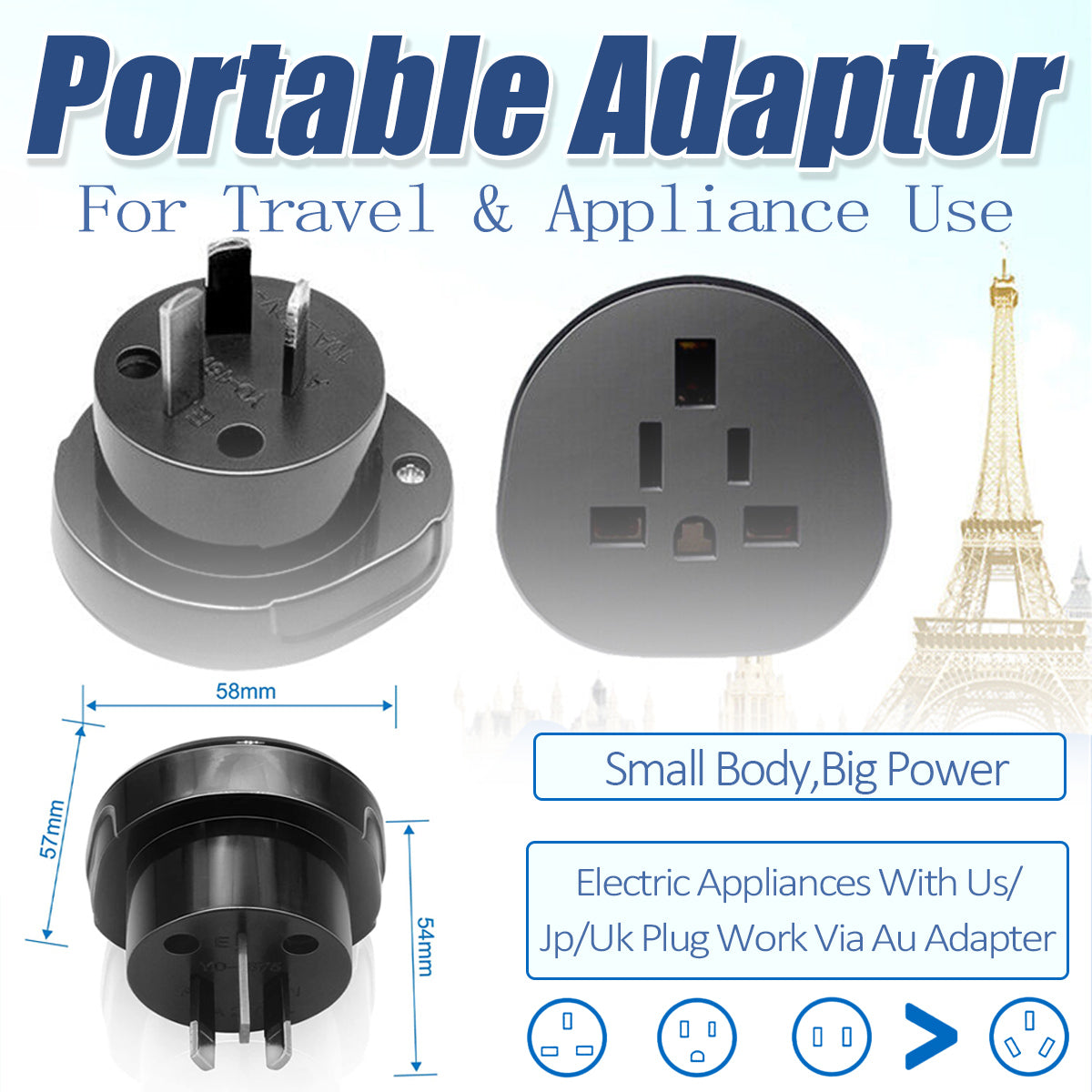 Universal Travel Power Plug Adapter US EU UK to AU
