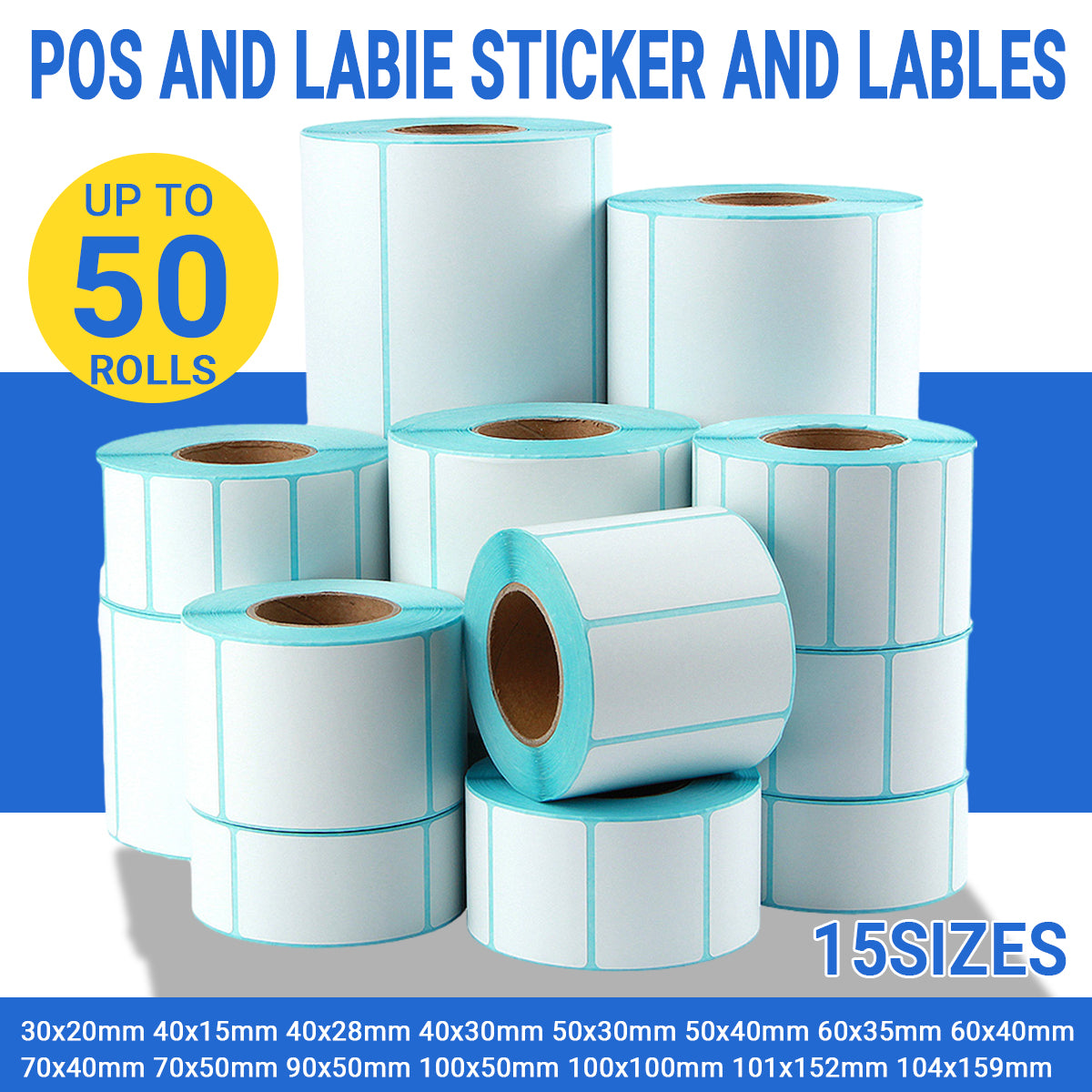 All Sizes Direct Thermal Barcode Label Stickers for POS and Price Tags