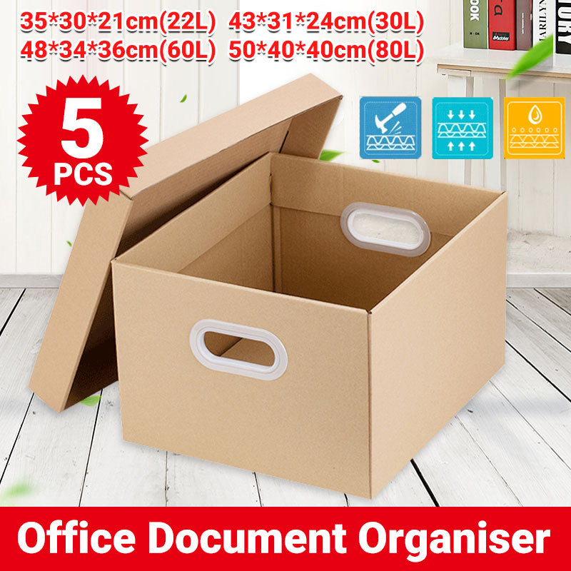 5 Pcs Paper File Storage Boxes Office Document Organizer