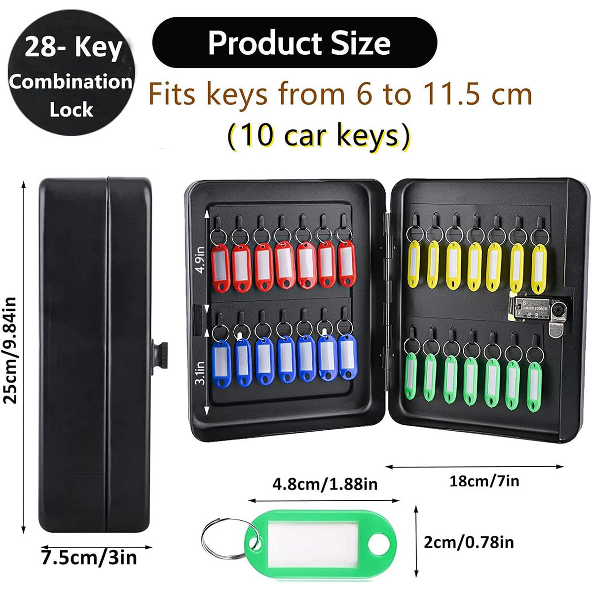 Wall-Mounted Key Box 3-Digit Password Lock 28 Keys