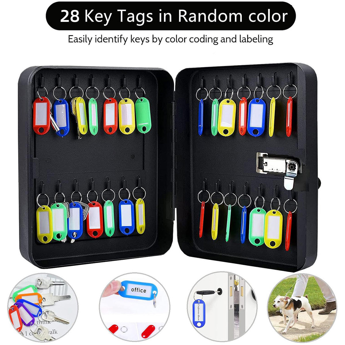 Wall-Mounted Key Box 3-Digit Password Lock 28 Keys
