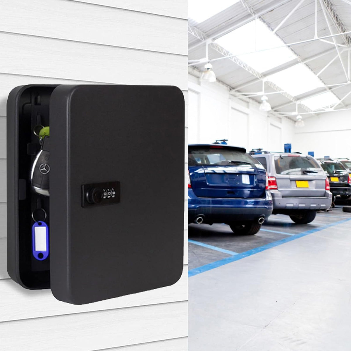 Wall-Mounted Key Box 3-Digit Password Lock 28 Keys