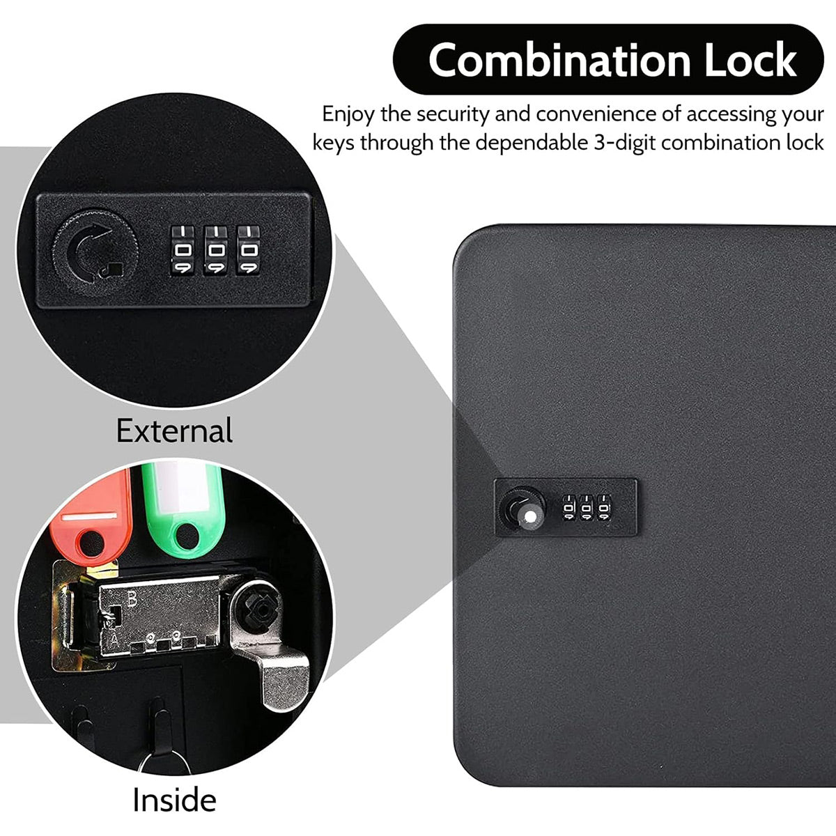 Wall-Mounted Key Box 3-Digit Password Lock 28 Keys