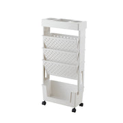 5 Tier Rolling Bookshelf Rack Movable Storage Organizer