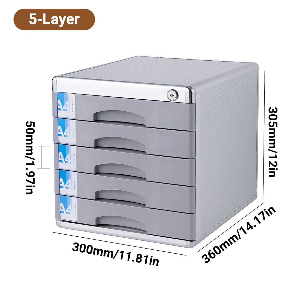 5-Tier Lockable A4 Desktop File Cabinet