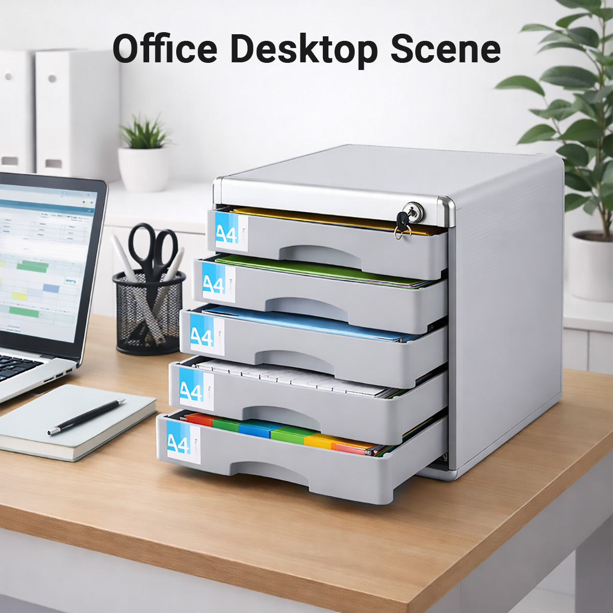 5-Tier Lockable A4 Desktop File Cabinet