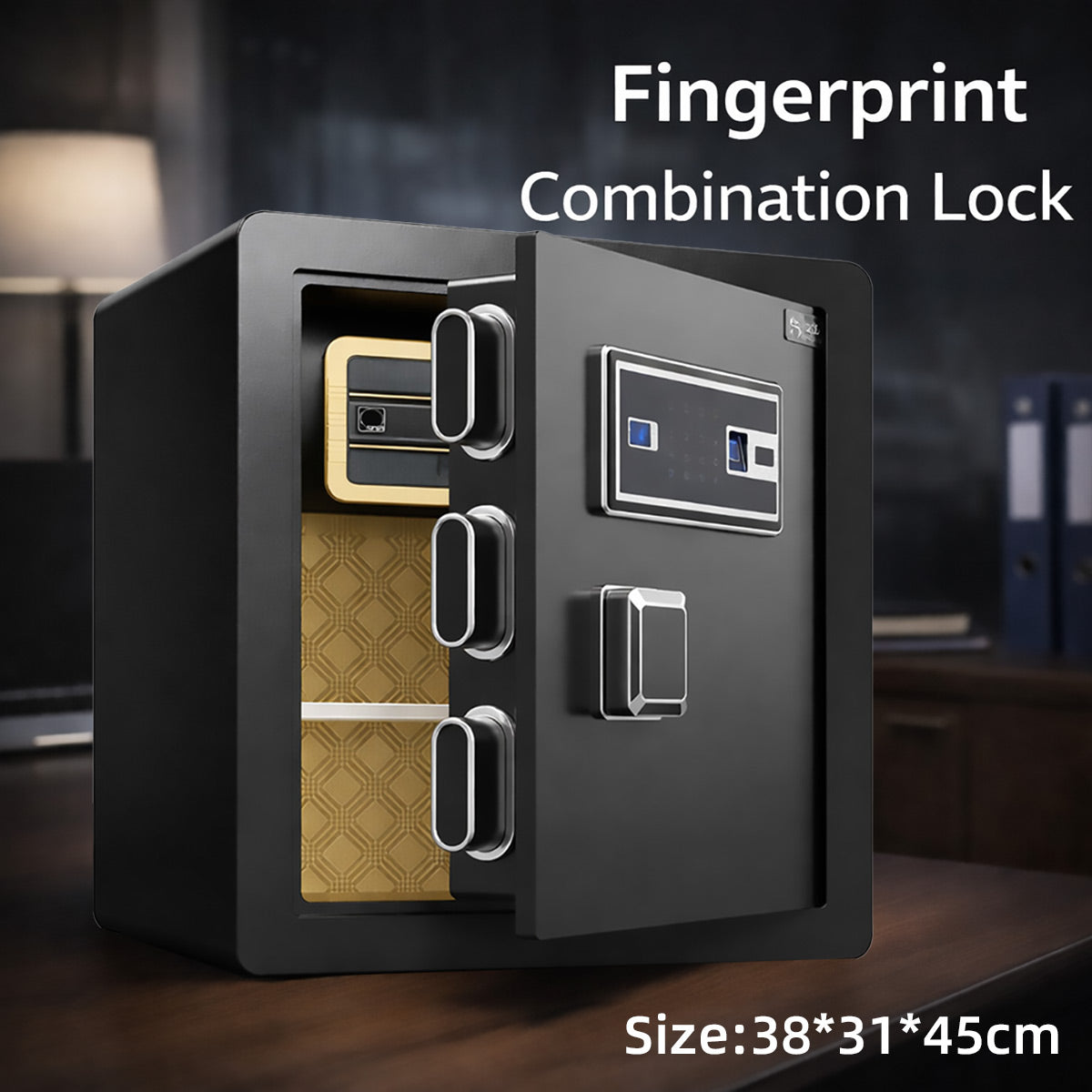 Fingerprint Steel Safe Box Passcode and Key Access