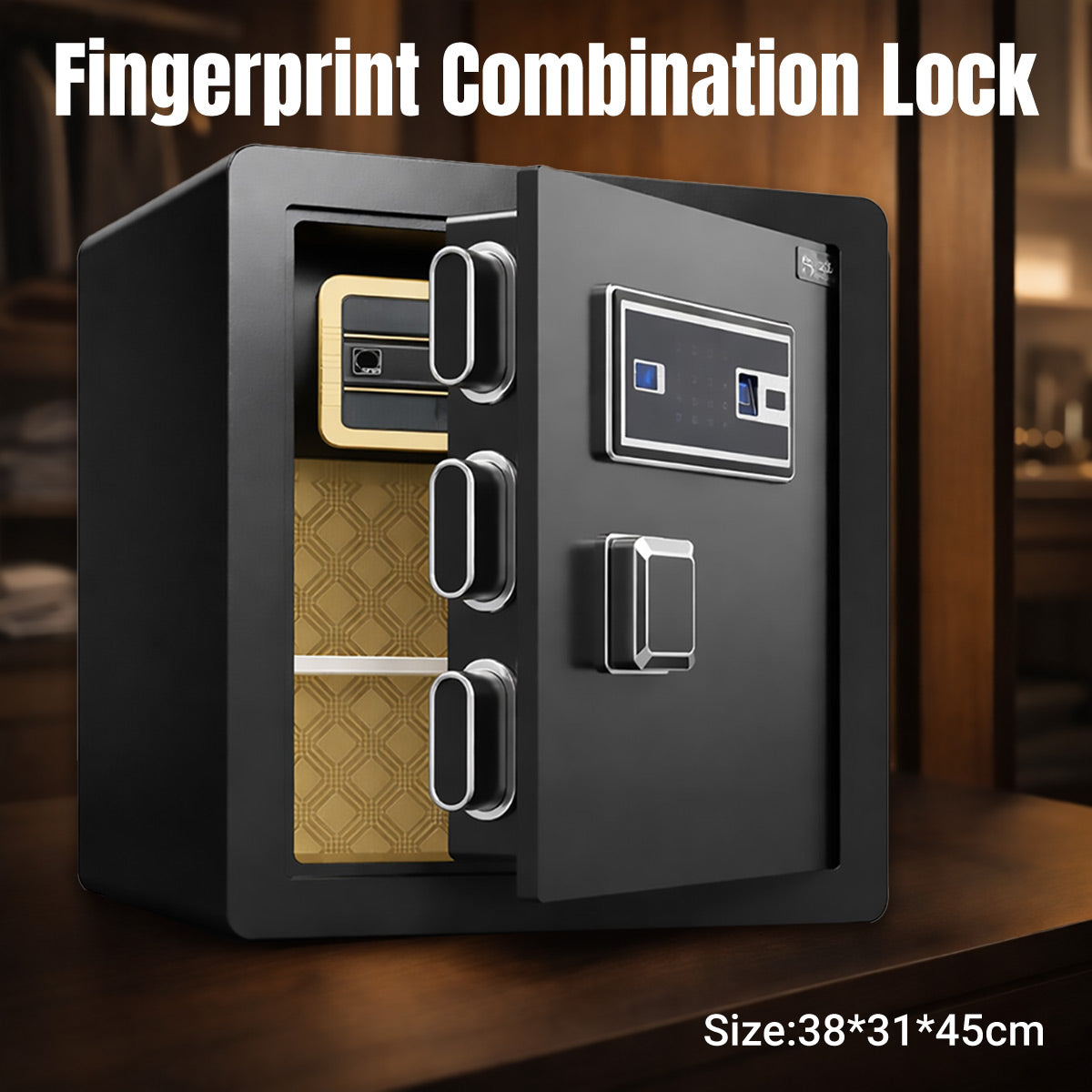 Fingerprint Steel Safe Box Passcode and Key Access