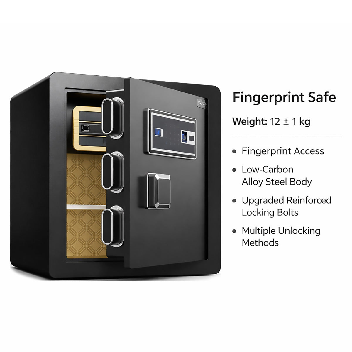 Fingerprint Steel Safe Box Passcode and Key Access