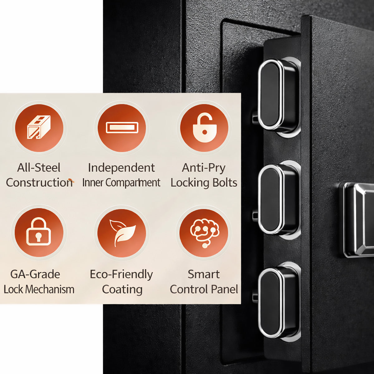 Fingerprint Steel Safe Box Passcode and Key Access