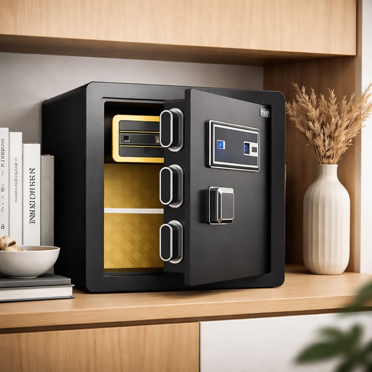 Fingerprint Steel Safe Box Passcode and Key Access