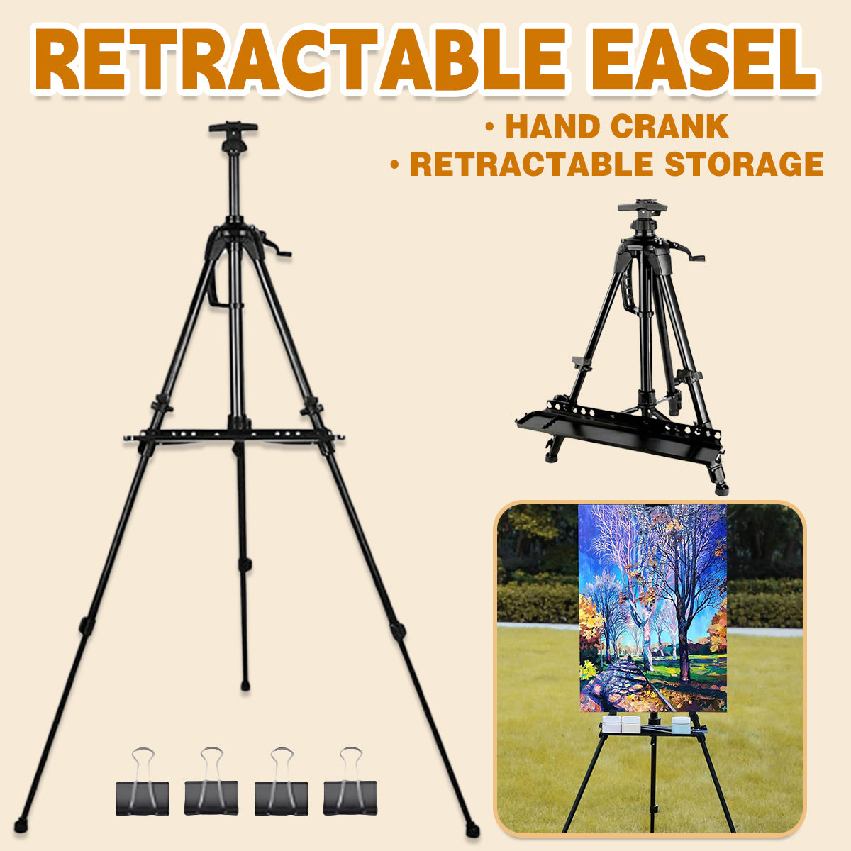 Portable Metal Artist Easel Adjustable Tripod Display Stand