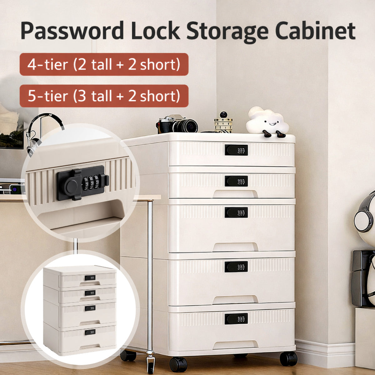 4-Tier Password Lock Storage Cabinet Digital Code