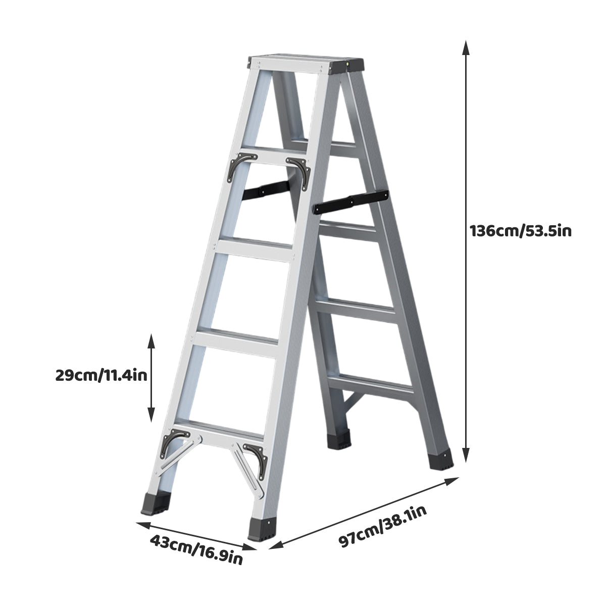 4 Step Folding Ladder Aluminum Alloy for Home and Garage Use