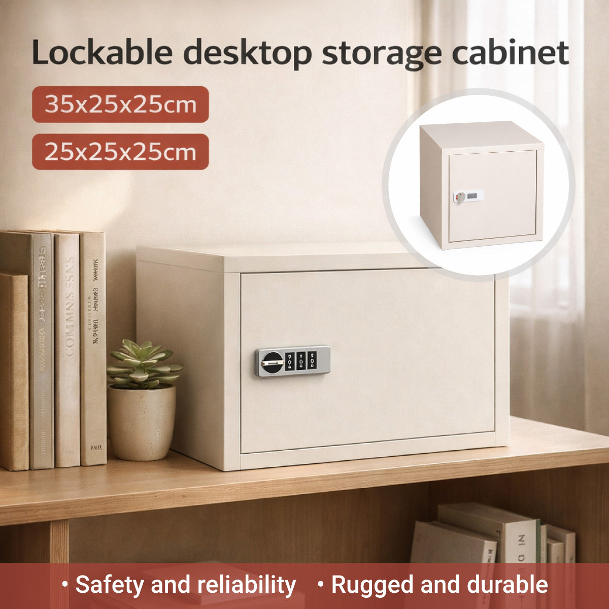Desktop Lockable Cabinet with Combination Code Lock