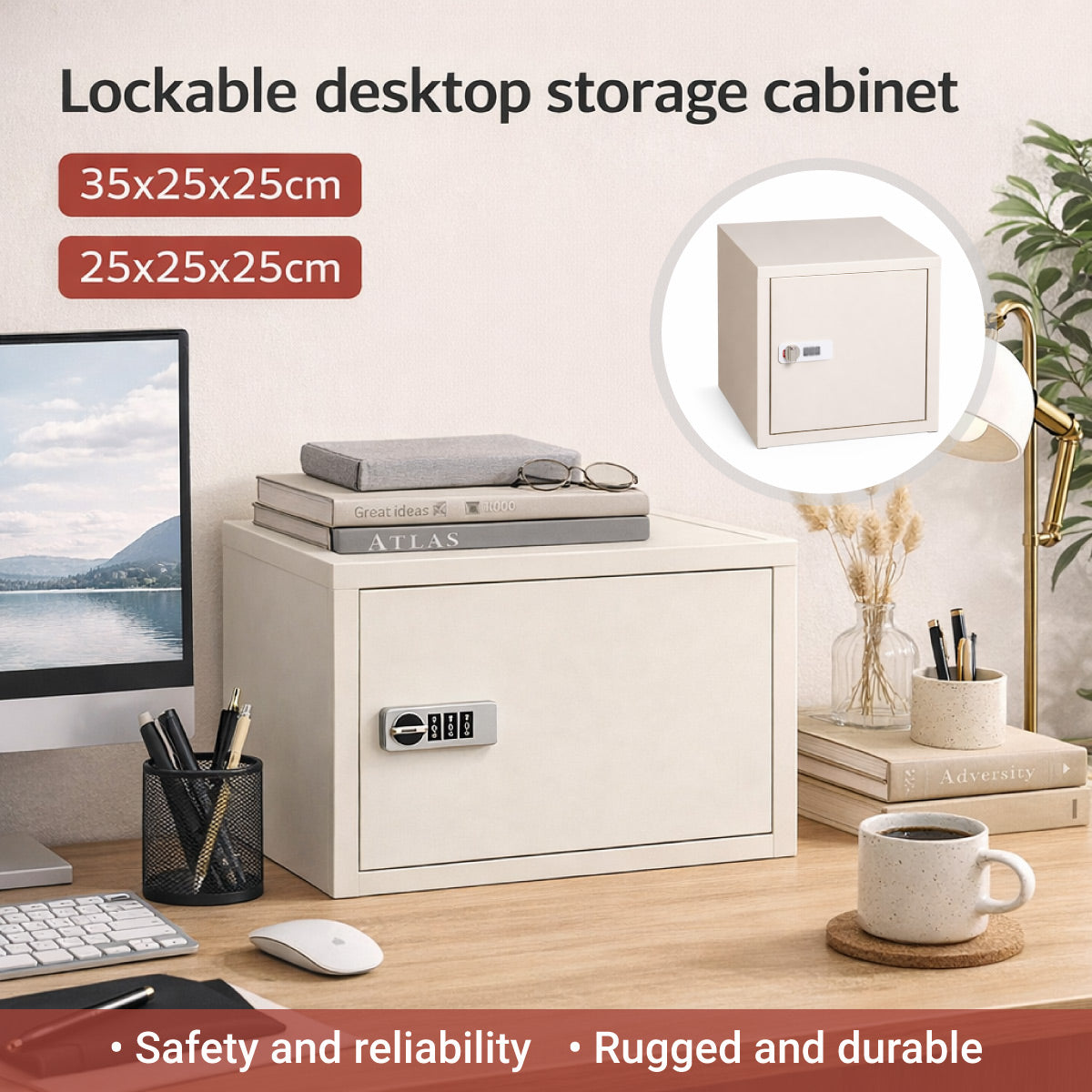 Desktop Lockable Cabinet with Combination Code Lock